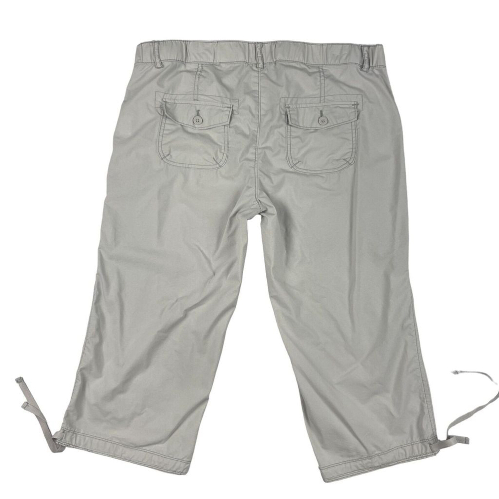 Thyme Capri Pants Womens Maternity Large Beige Ankle Drawstring Flap Pockets